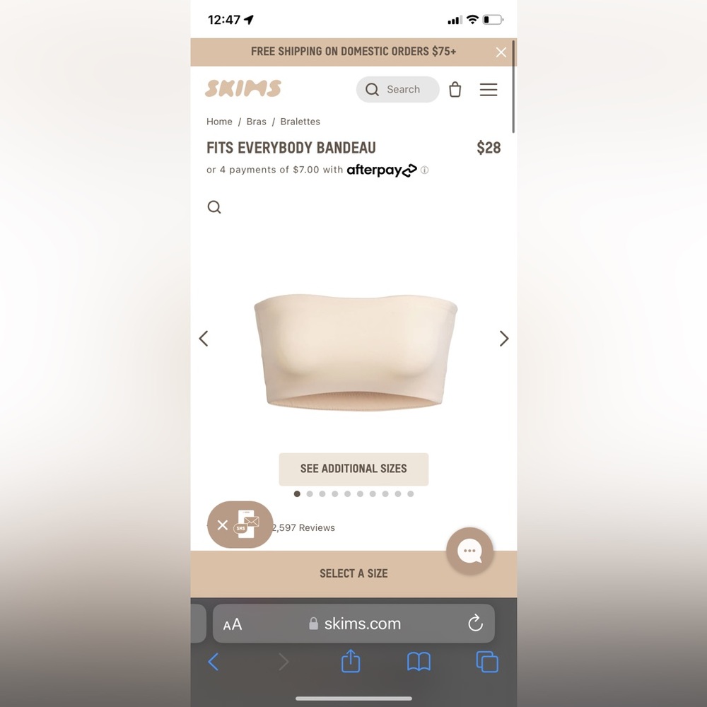 SKIMS FITS EVERYBODY BANDEAU BRA IN sand